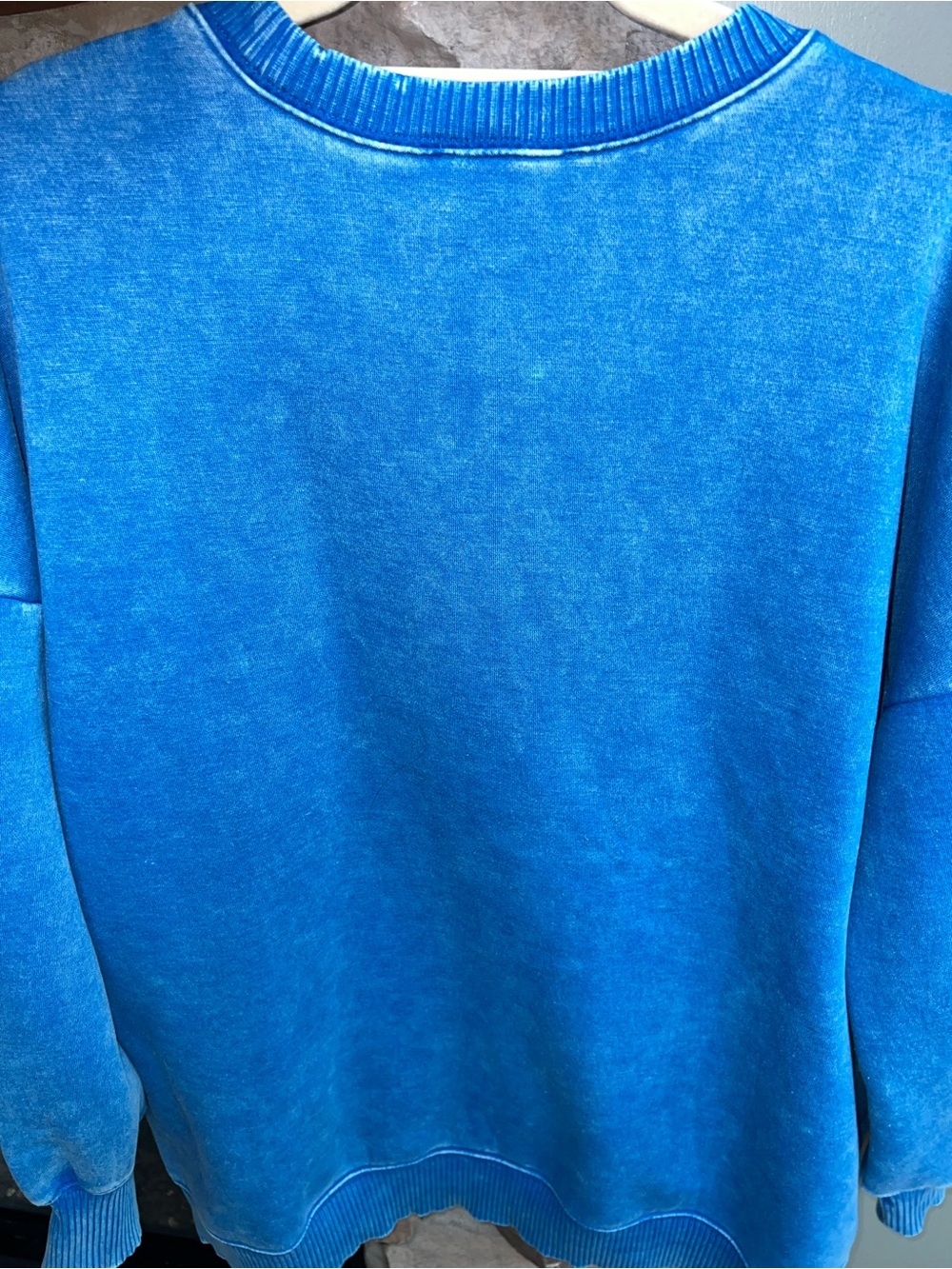 Zenana Ocean Blue Oversized fleece super soft acid wash Sweatshirt - Picture 10 of 11